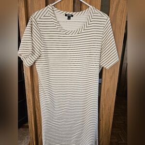 Buffalo David Bitton Sz L Olive Green Striped Short Sleeve TShirt Mini Dress